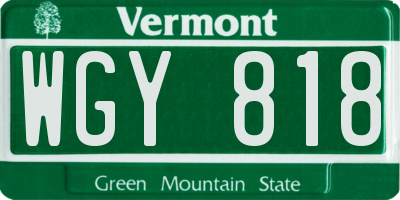 VT license plate WGY818
