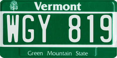 VT license plate WGY819