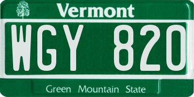 VT license plate WGY820