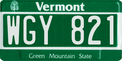 VT license plate WGY821