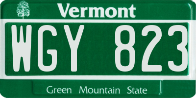 VT license plate WGY823