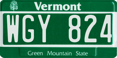 VT license plate WGY824