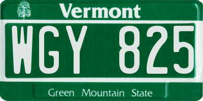 VT license plate WGY825