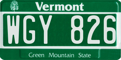 VT license plate WGY826