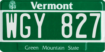 VT license plate WGY827