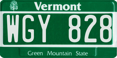 VT license plate WGY828