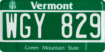 VT license plate WGY829