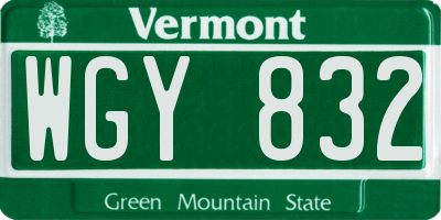 VT license plate WGY832