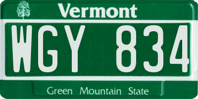 VT license plate WGY834