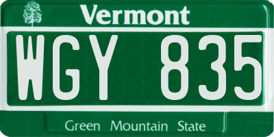 VT license plate WGY835