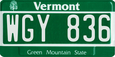 VT license plate WGY836