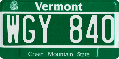 VT license plate WGY840