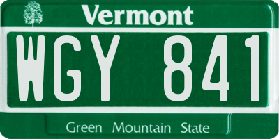 VT license plate WGY841