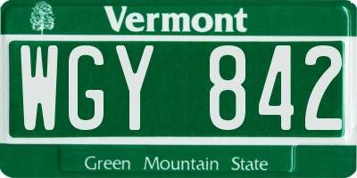 VT license plate WGY842