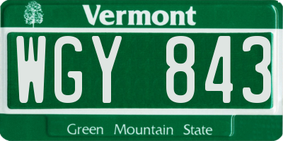 VT license plate WGY843