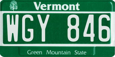 VT license plate WGY846