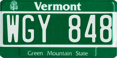 VT license plate WGY848