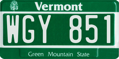 VT license plate WGY851