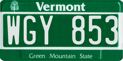 VT license plate WGY853