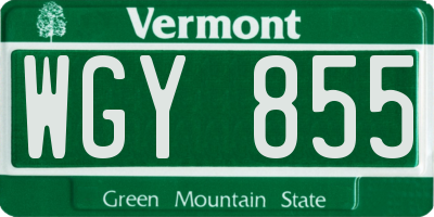 VT license plate WGY855