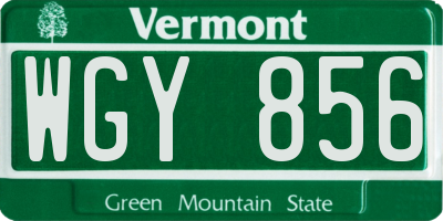 VT license plate WGY856