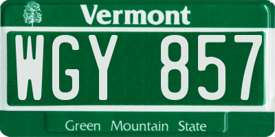 VT license plate WGY857