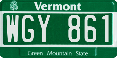 VT license plate WGY861