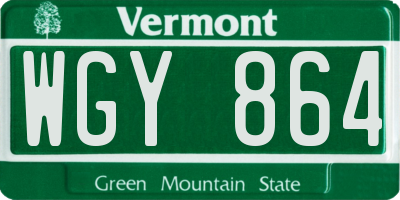 VT license plate WGY864