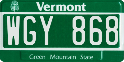 VT license plate WGY868