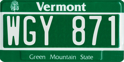 VT license plate WGY871