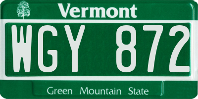 VT license plate WGY872
