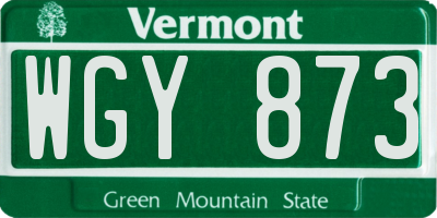VT license plate WGY873
