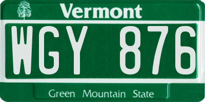 VT license plate WGY876
