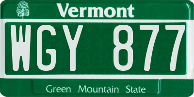 VT license plate WGY877