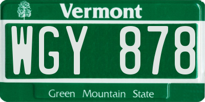 VT license plate WGY878