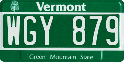 VT license plate WGY879
