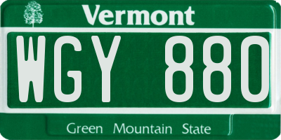 VT license plate WGY880
