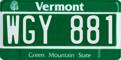 VT license plate WGY881