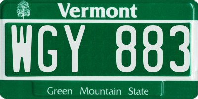 VT license plate WGY883