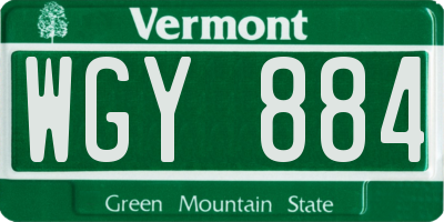 VT license plate WGY884