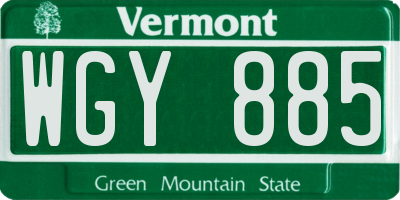 VT license plate WGY885