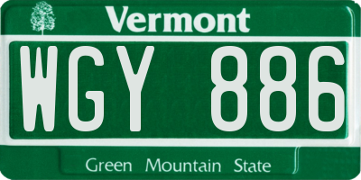 VT license plate WGY886