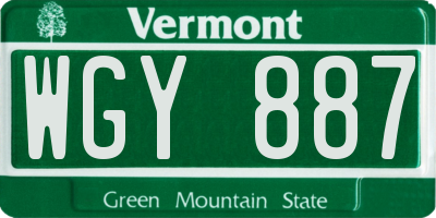VT license plate WGY887