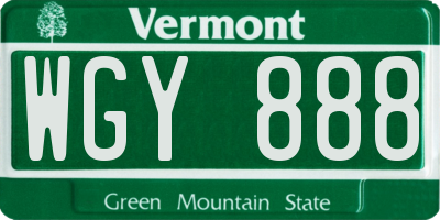 VT license plate WGY888