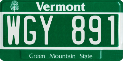 VT license plate WGY891