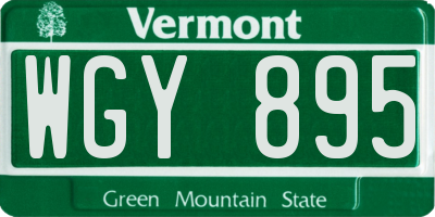 VT license plate WGY895