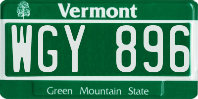 VT license plate WGY896