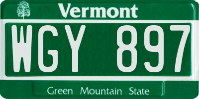 VT license plate WGY897