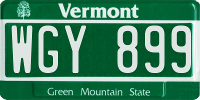 VT license plate WGY899