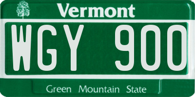 VT license plate WGY900